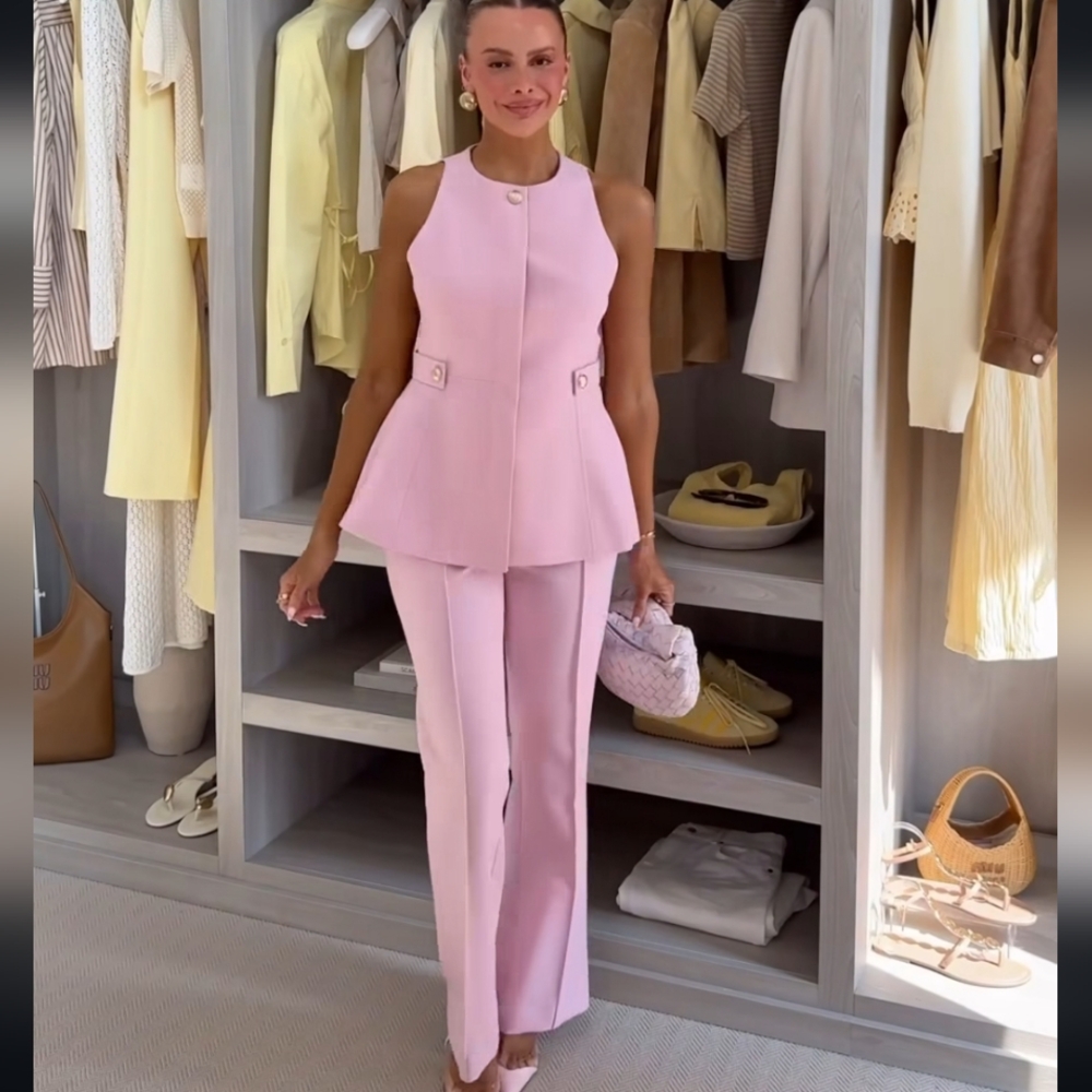 Zara 2pcs Peplum Vest + Flare Pants Co-ord Set